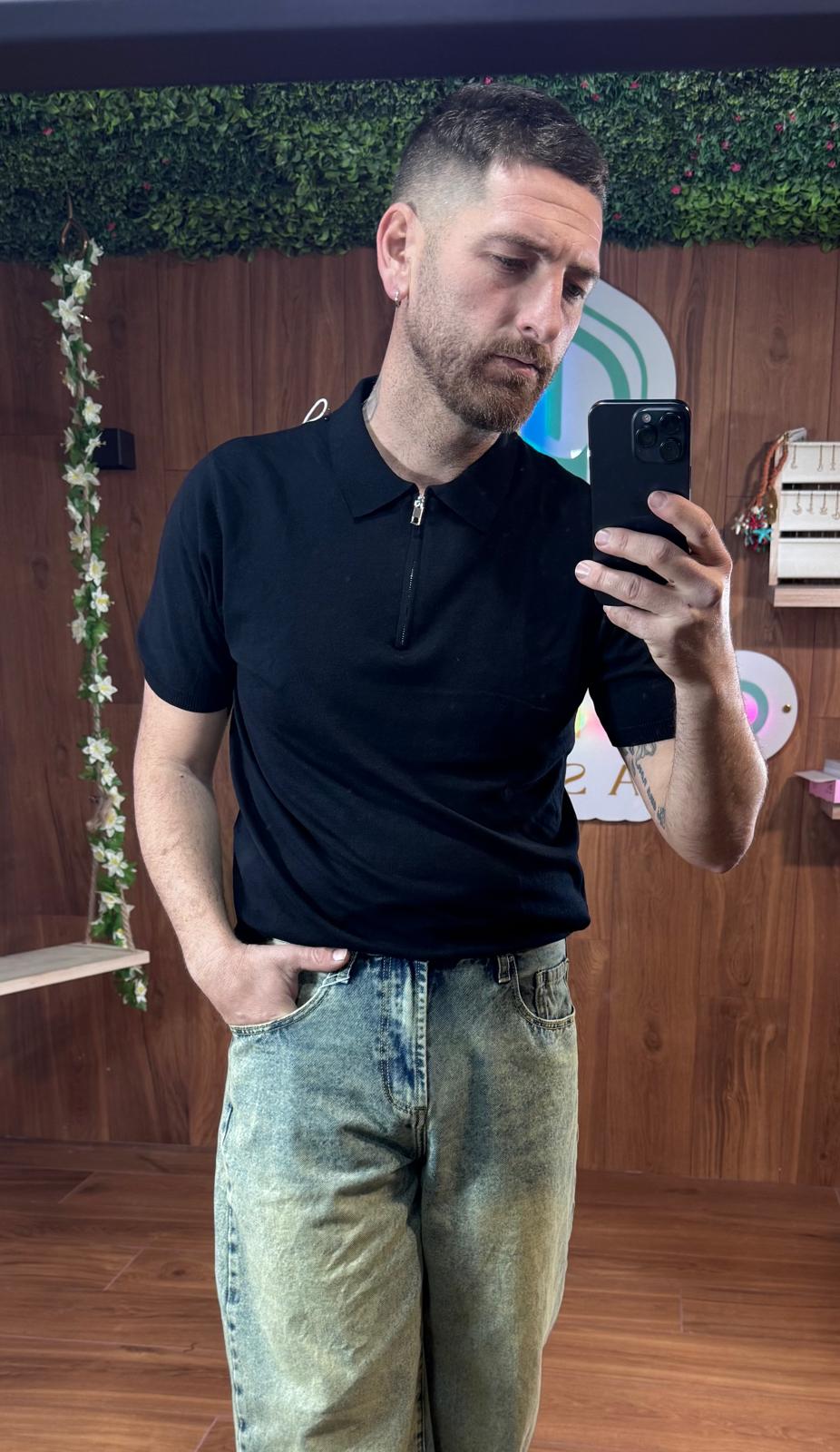 POLO CON ZIP MEZZAMANICA